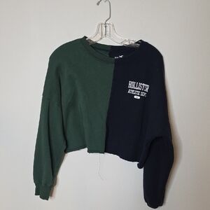 Hollister  Green and Navy Cropped Sweatshirt Sz Small